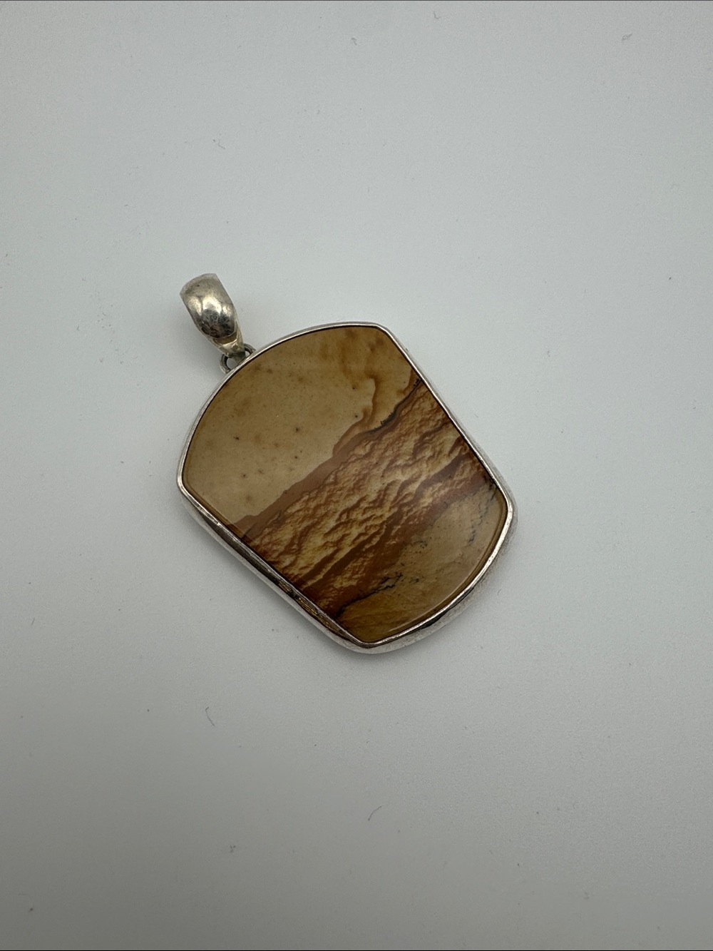 Artisan Brown Jasper Pendant Necklace in Sterling Silver Bezel